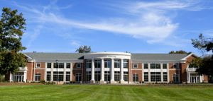 Roush Campus Center building on Centre College campus. Large brick two-story building with columns.
